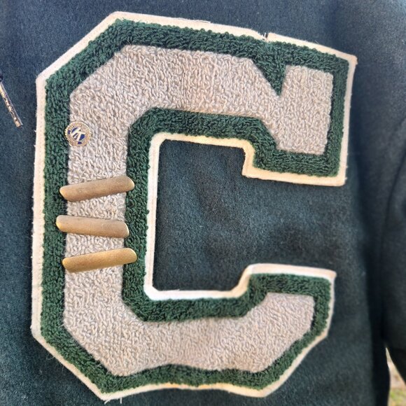 Ripon Jackets MD/L- FOREST GREEN VARSITY JACKET STICHING, PATCHES, PINS - Picture 5 of 7
